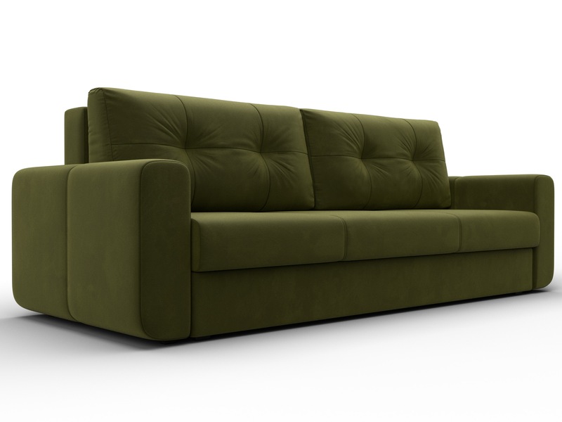 Диван прямой Лига-031, Микровельвет, Зеленый