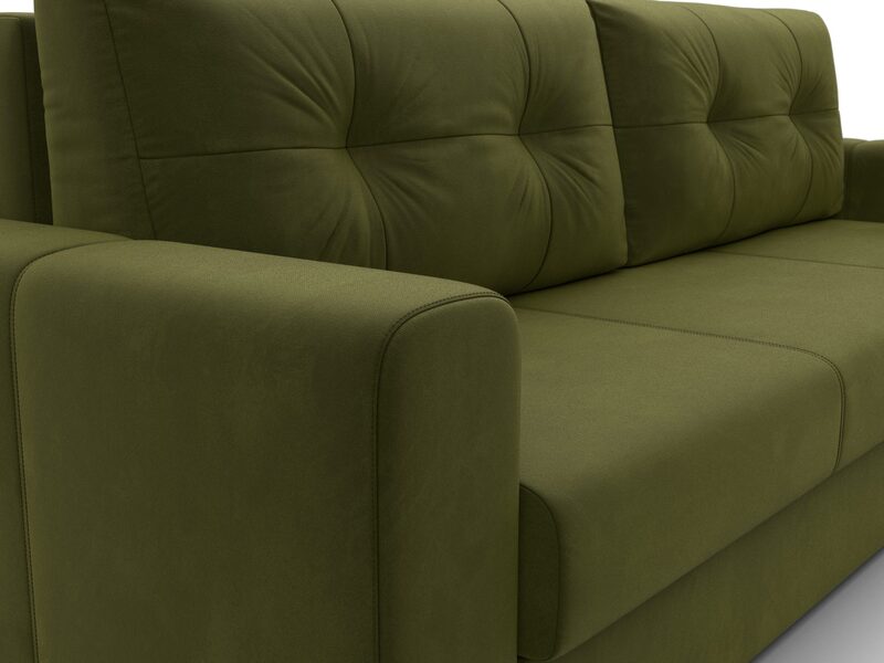 Диван прямой Лига-031, Микровельвет, Зеленый