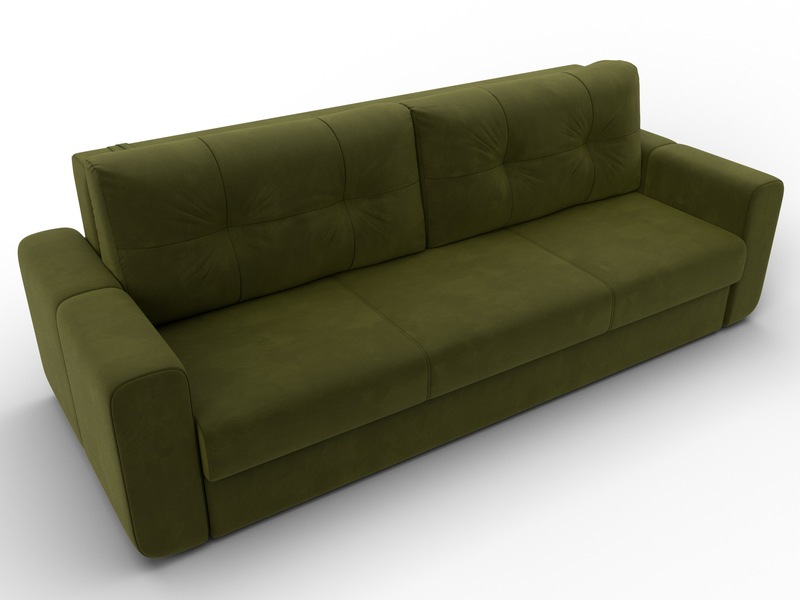 Диван прямой Лига-031, Микровельвет, Зеленый