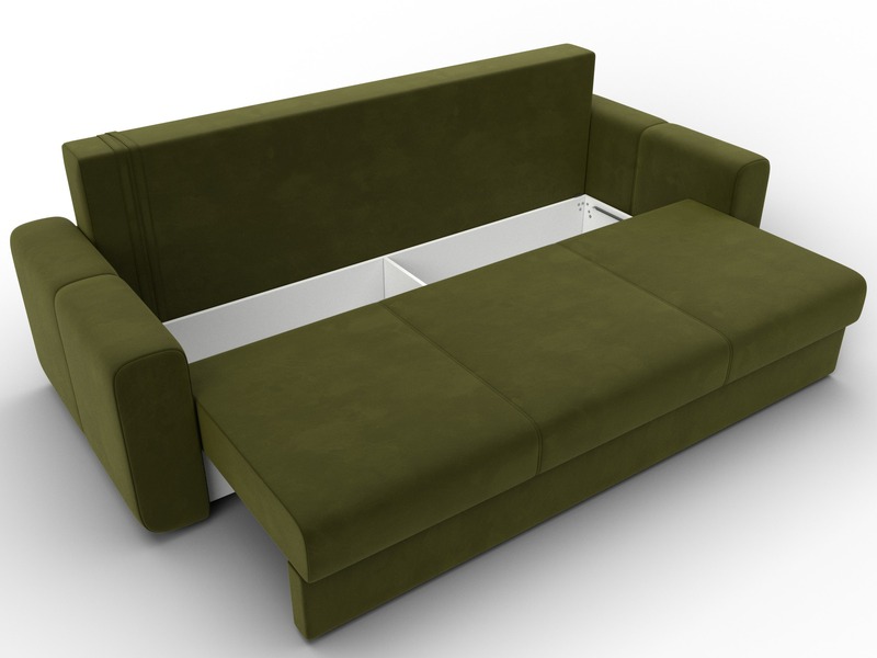 Диван прямой Лига-031, Микровельвет, Зеленый