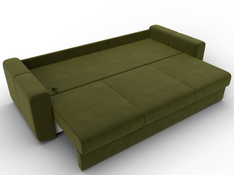 Диван прямой Лига-031, Микровельвет, Зеленый