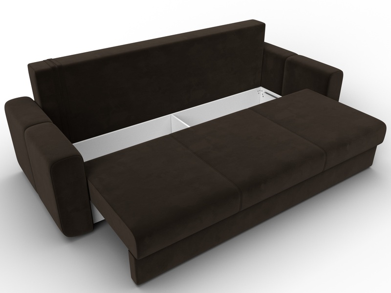 Диван прямой Лига-031, Микровельвет, Коричневый