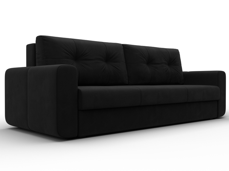 Диван прямой Лига-031, Микровельвет, Черный