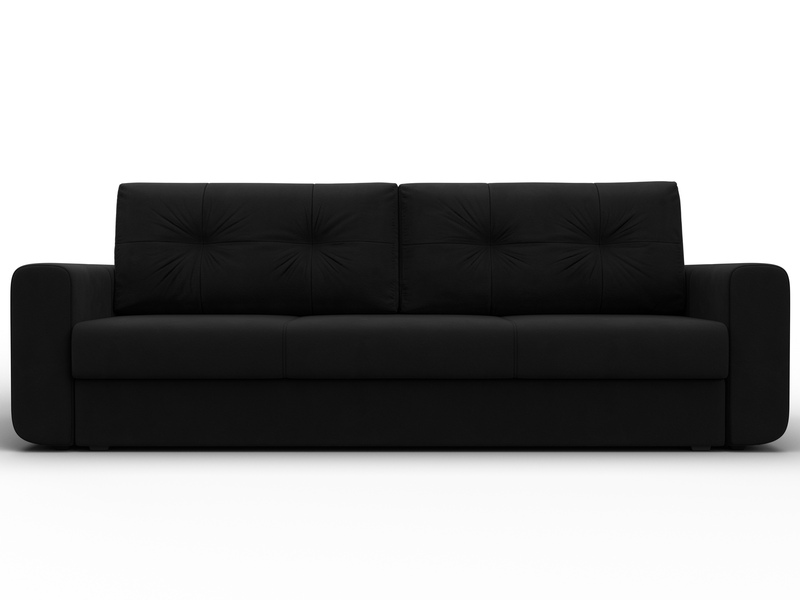 Диван прямой Лига-031, Микровельвет, Черный