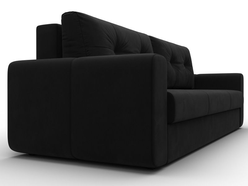 Диван прямой Лига-031, Микровельвет, Черный