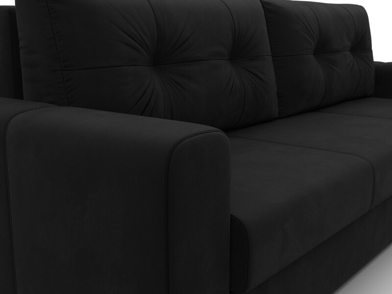 Диван прямой Лига-031, Микровельвет, Черный