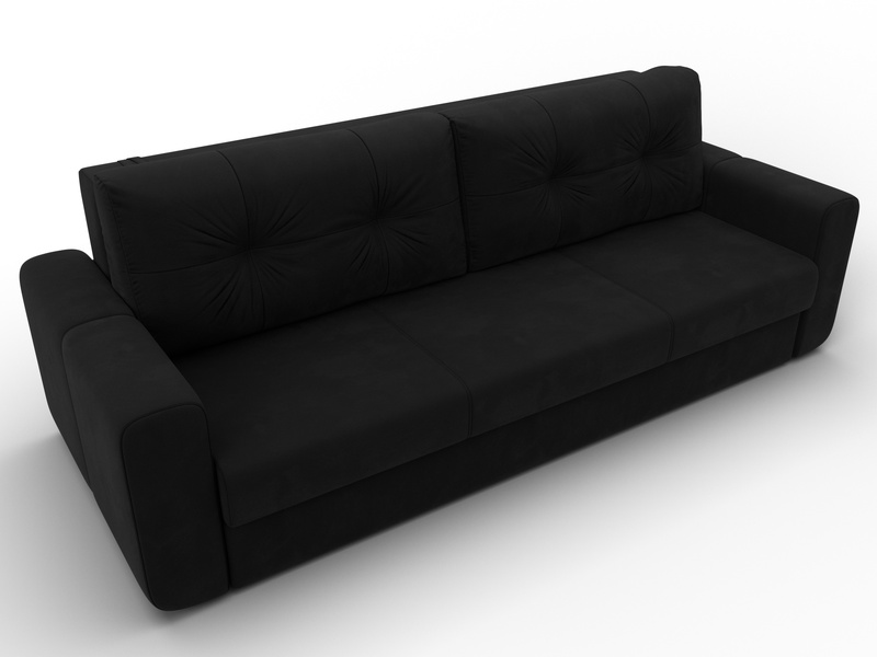 Диван прямой Лига-031, Микровельвет, Черный