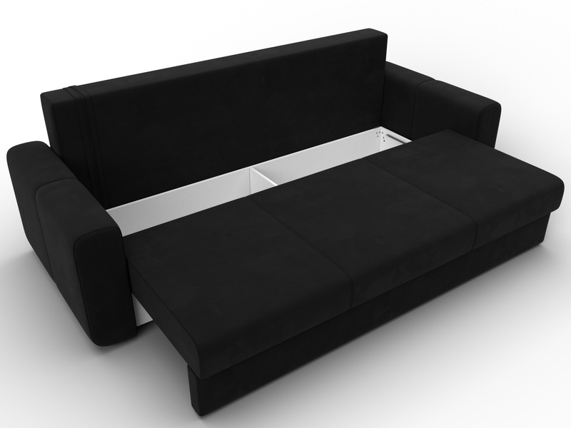 Диван прямой Лига-031, Микровельвет, Черный