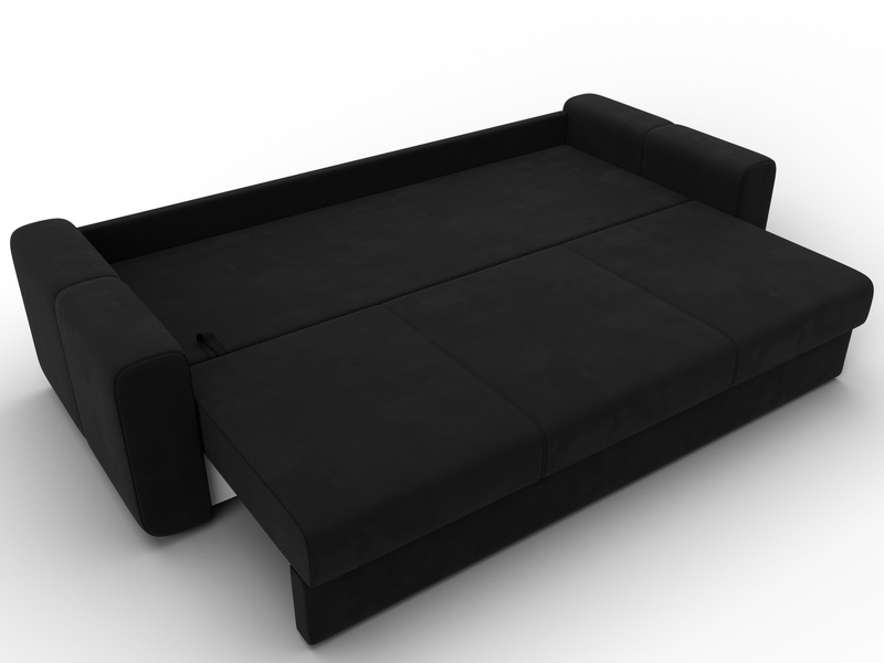 Диван прямой Лига-031, Микровельвет, Черный