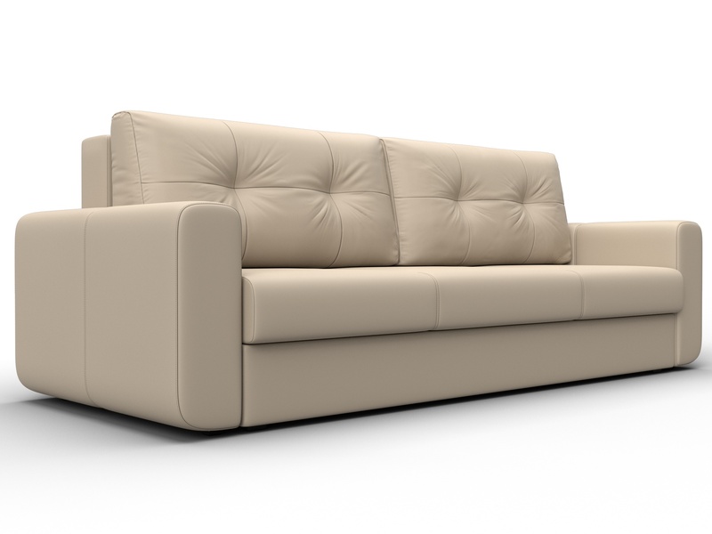 Диван прямой Лига-031, Экокожа, Бежевый