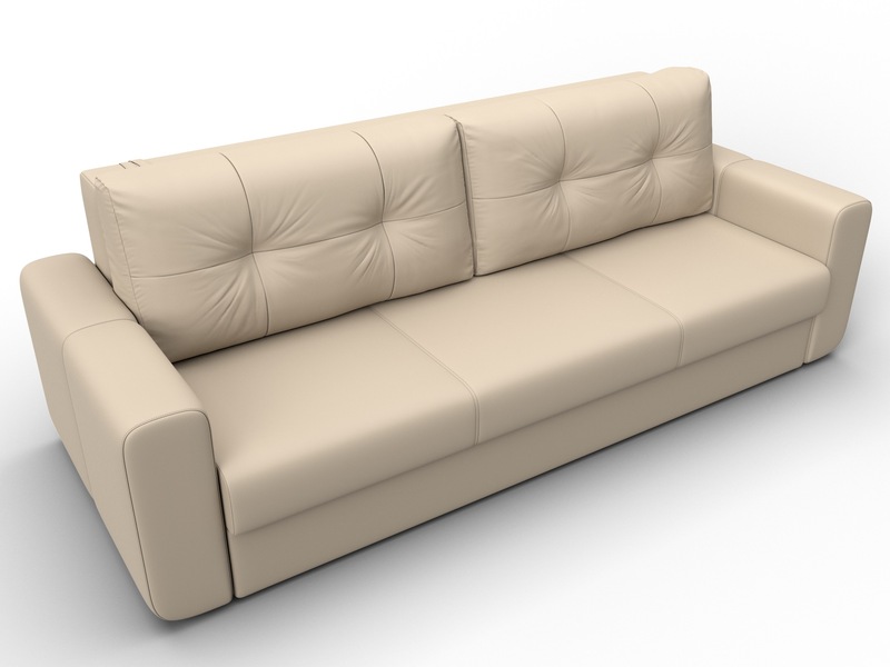 Диван прямой Лига-031, Экокожа, Бежевый