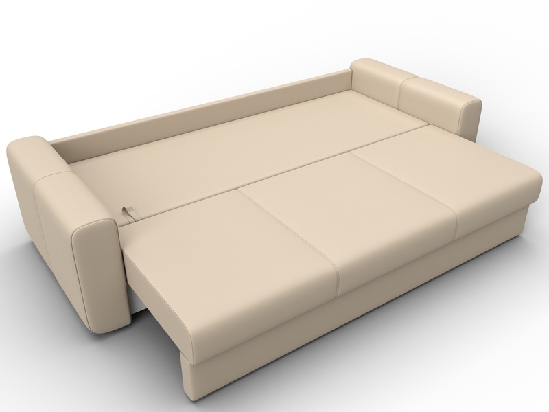 Диван прямой Лига-031, Экокожа, Бежевый
