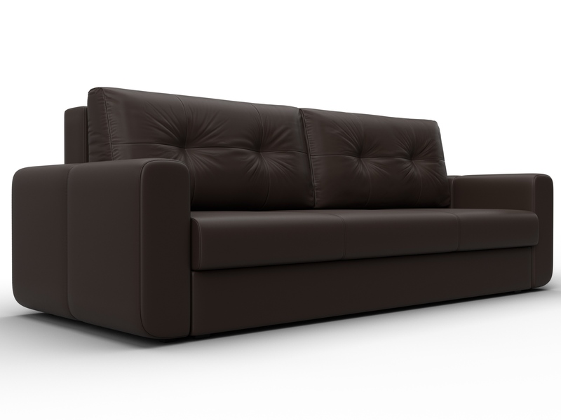 Диван прямой Лига-031, Экокожа, Коричневый