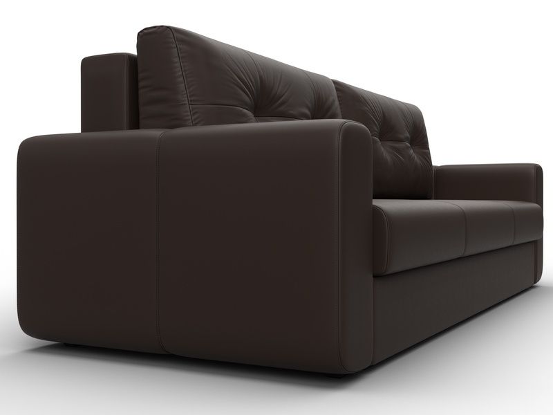 Диван прямой Лига-031, Экокожа, Коричневый