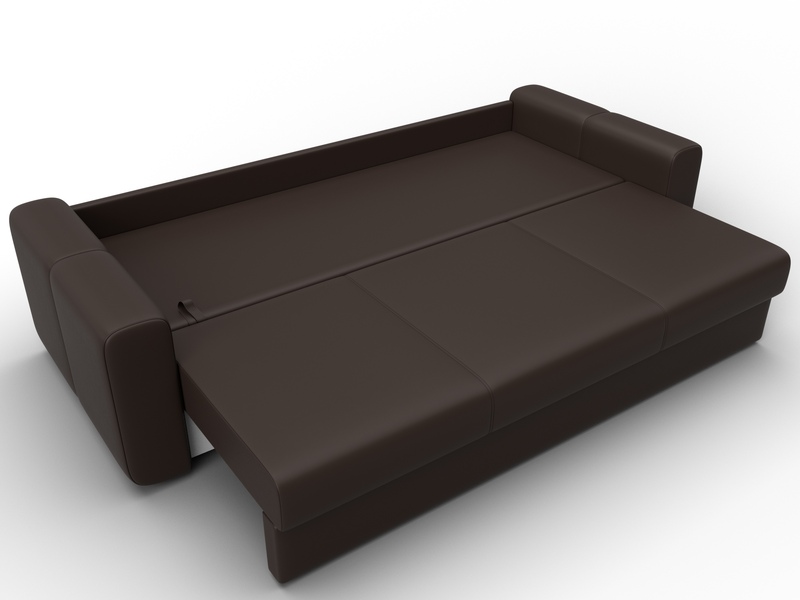 Диван прямой Лига-031, Экокожа, Коричневый
