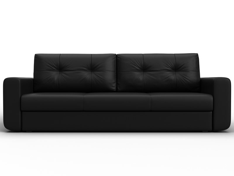 Диван прямой Лига-031, Экокожа, Черный