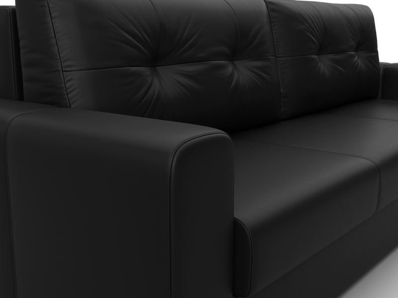 Диван прямой Лига-031, Экокожа, Черный