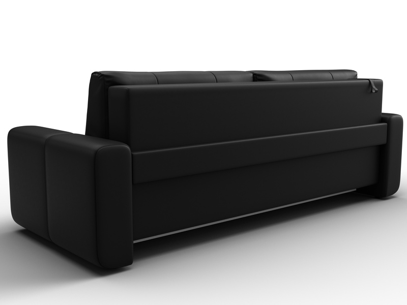 Диван прямой Лига-031, Экокожа, Черный