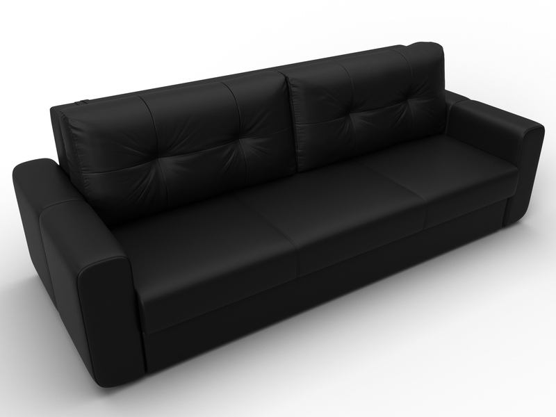 Диван прямой Лига-031, Экокожа, Черный