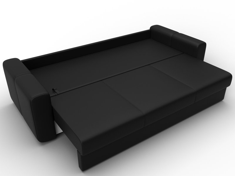 Диван прямой Лига-031, Экокожа, Черный