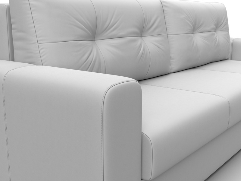 Диван прямой Лига-031, Экокожа, Белый