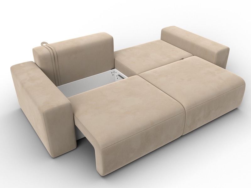 Диван прямой Лига-036 НПБ Классик, Велюр, SEVEN 729 бежевый