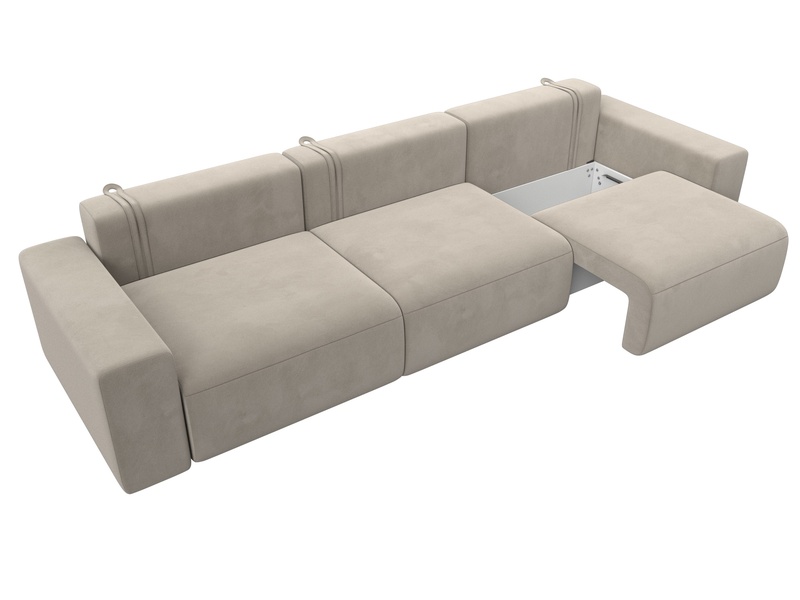 Диван прямой Лига-036 НПБ Классик Лонг, Микровельвет, Бежевый