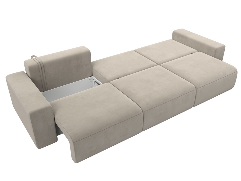 Диван прямой Лига-036 НПБ Классик Лонг, Микровельвет, Бежевый