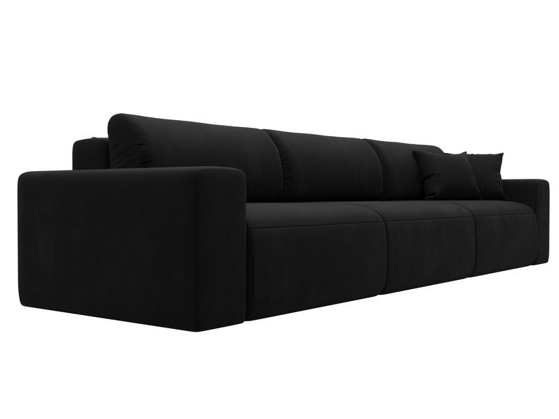 Диван прямой Лига-036 НПБ Классик Лонг, Микровельвет, Черный