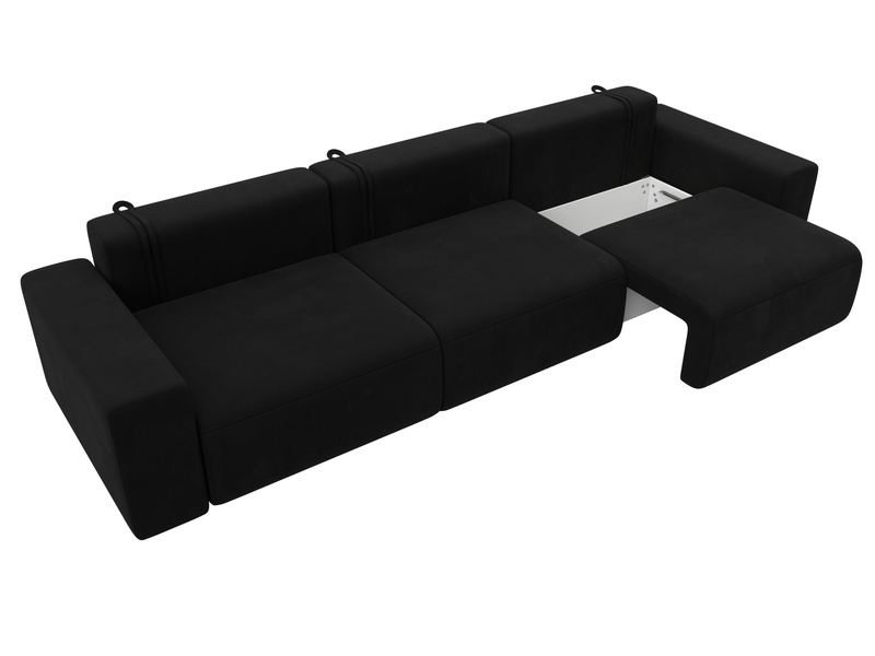 Диван прямой Лига-036 НПБ Классик Лонг, Микровельвет, Черный