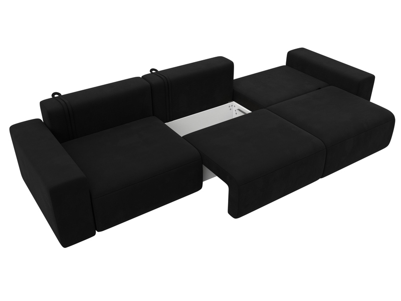 Диван прямой Лига-036 НПБ Классик Лонг, Микровельвет, Черный