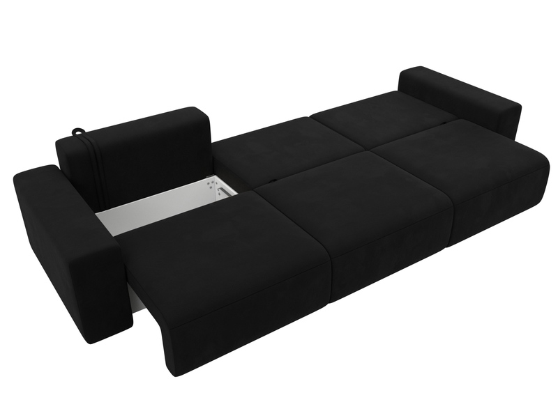 Диван прямой Лига-036 НПБ Классик Лонг, Микровельвет, Черный