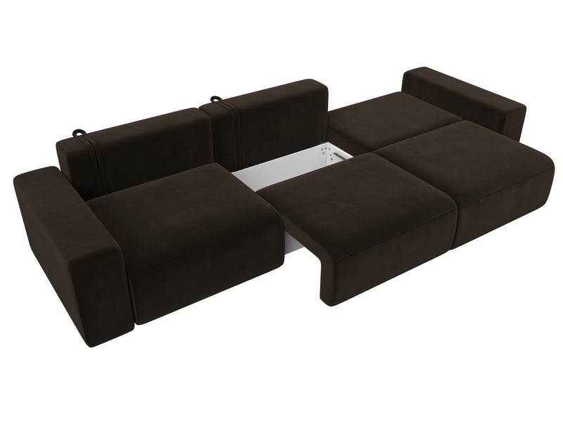 Диван прямой Лига-036 НПБ Классик Лонг, Микровельвет, Коричневый