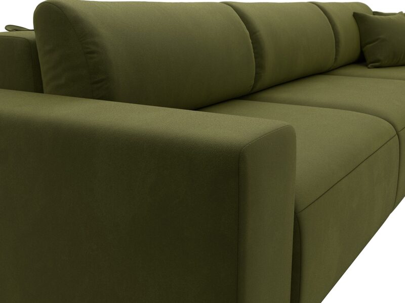 Диван прямой Лига-036 НПБ Классик Лонг, Микровельвет, Зеленый