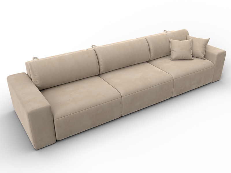 Диван прямой Лига-036 НПБ Классик Лонг, Велюр, SEVEN 729 бежевый