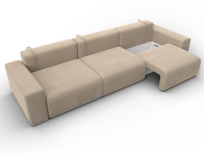 Диван прямой Лига-036 НПБ Классик Лонг, Велюр, SEVEN 729 бежевый