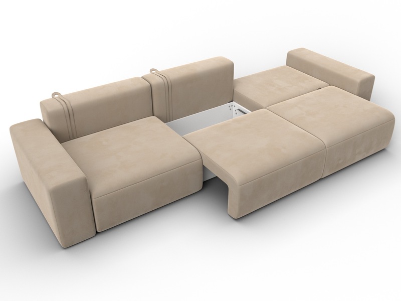 Диван прямой Лига-036 НПБ Классик Лонг, Велюр, SEVEN 729 бежевый