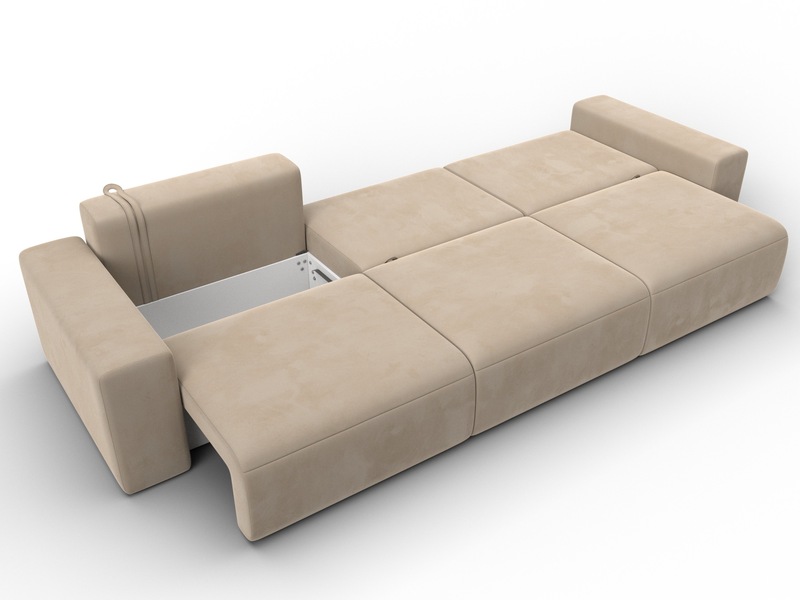 Диван прямой Лига-036 НПБ Классик Лонг, Велюр, SEVEN 729 бежевый