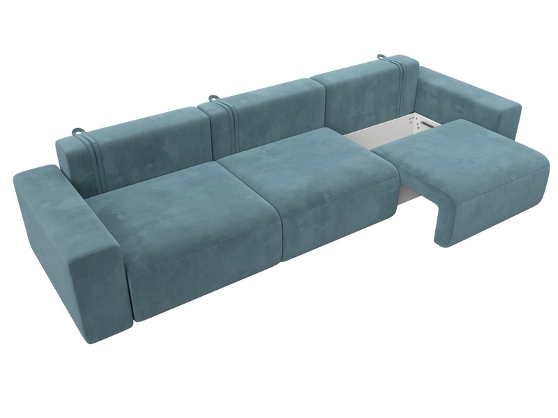 Диван прямой Лига-036 НПБ Классик Лонг, Велюр, SEVEN 113 бирюзовый