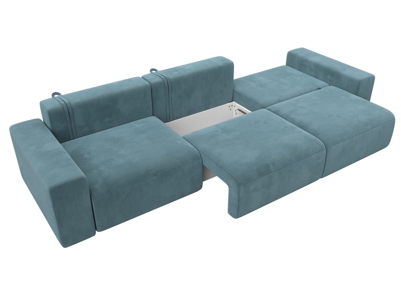 Диван прямой Лига-036 НПБ Классик Лонг, Велюр, SEVEN 113 бирюзовый