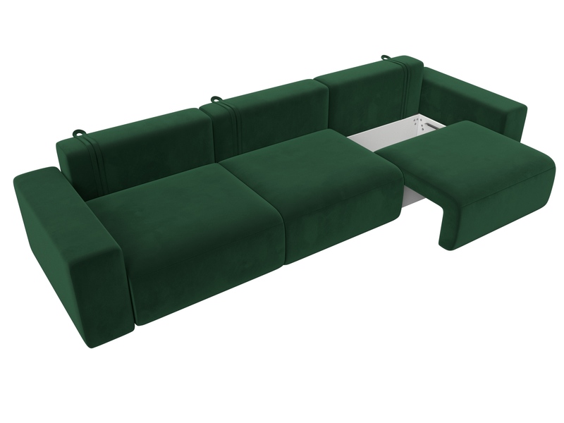 Диван прямой Лига-036 НПБ Классик Лонг, Велюр, SEVEN 626 зеленый