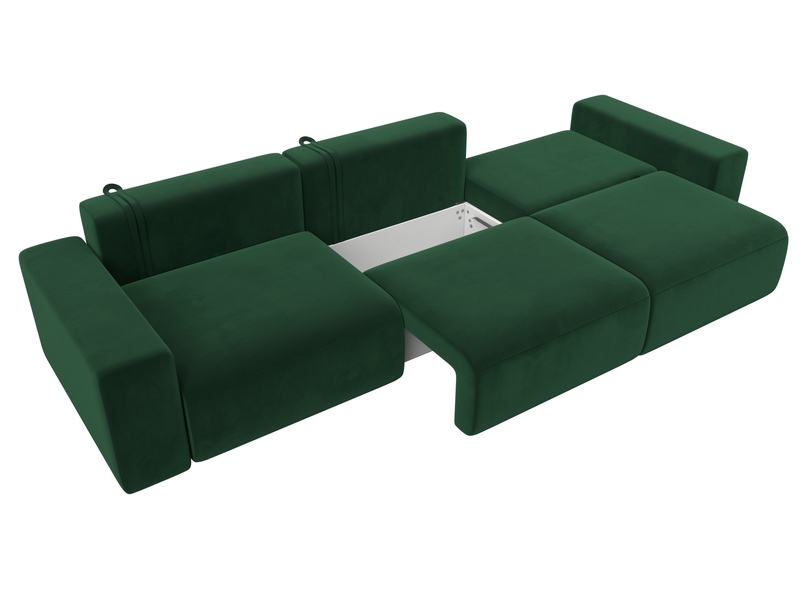 Диван прямой Лига-036 НПБ Классик Лонг, Велюр, SEVEN 626 зеленый