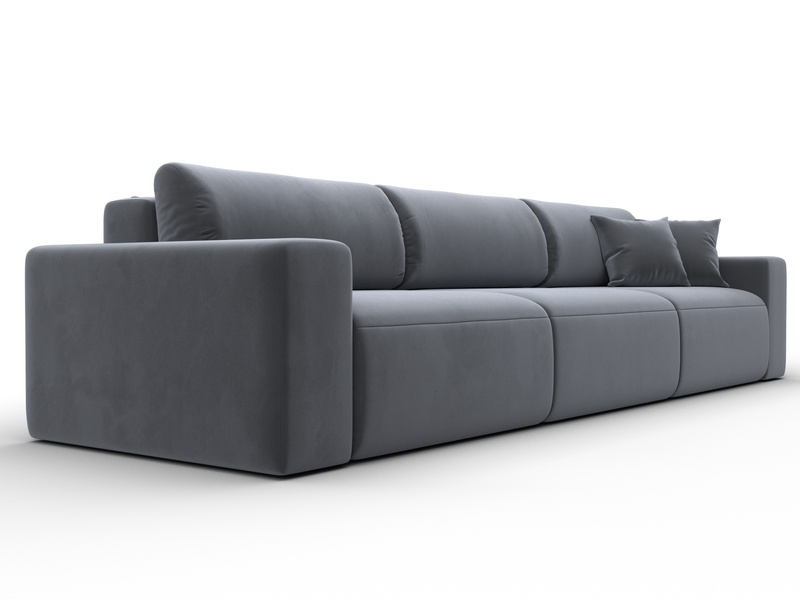 Диван прямой Лига-036 НПБ Классик Лонг, Велюр, SEVEN 17 серый