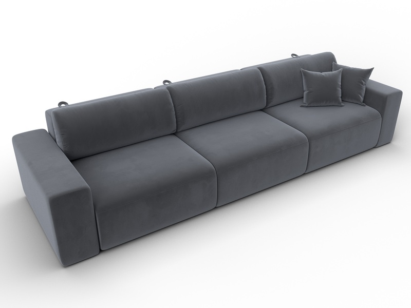 Диван прямой Лига-036 НПБ Классик Лонг, Велюр, SEVEN 17 серый