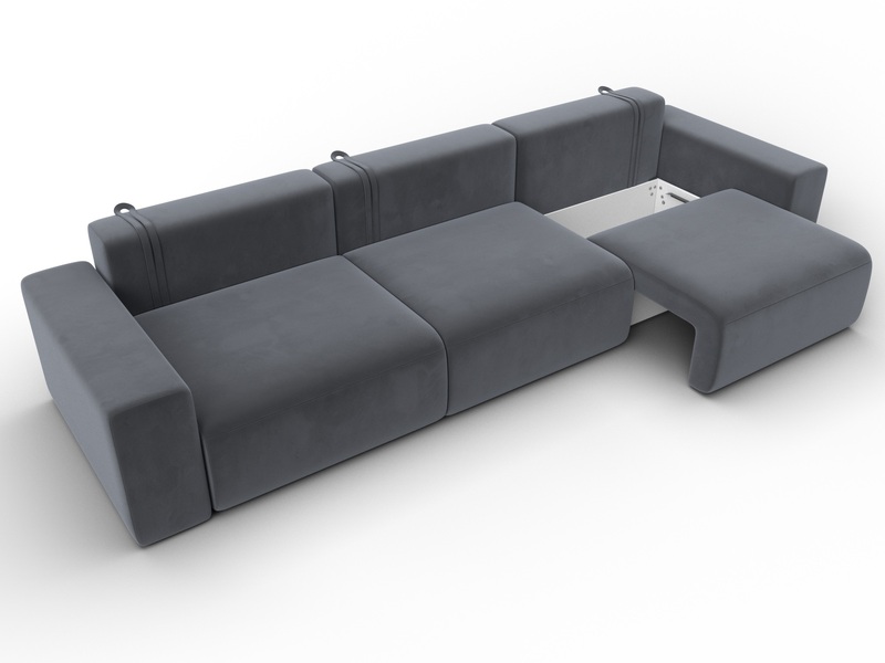 Диван прямой Лига-036 НПБ Классик Лонг, Велюр, SEVEN 17 серый