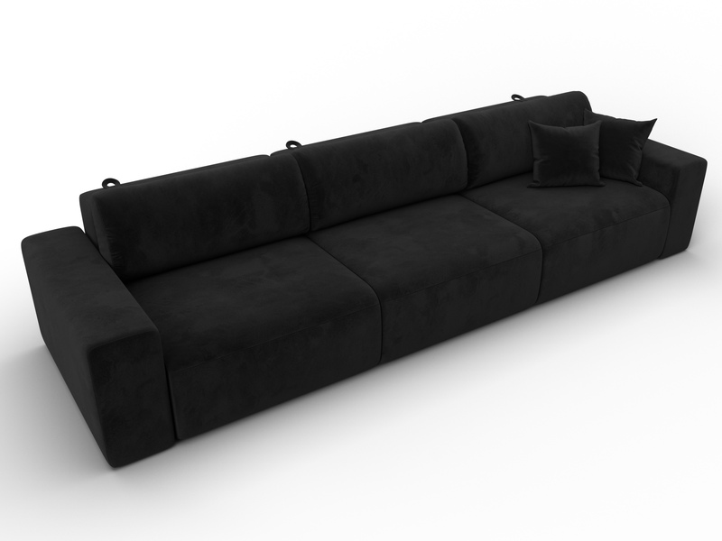 Диван прямой Лига-036 НПБ Классик Лонг, Велюр, SEVEN 35 черный