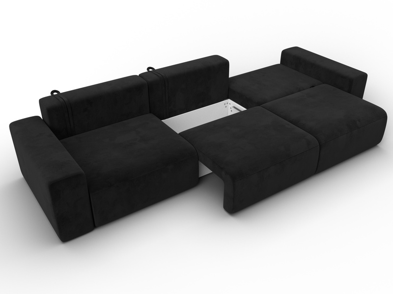 Диван прямой Лига-036 НПБ Классик Лонг, Велюр, SEVEN 35 черный