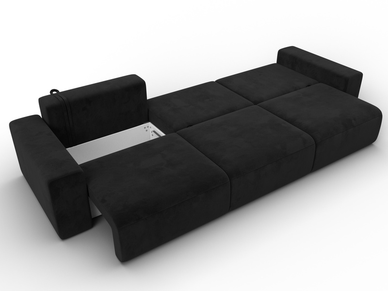 Диван прямой Лига-036 НПБ Классик Лонг, Велюр, SEVEN 35 черный