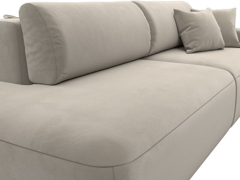 Диван прямой Лига-036 НПБ Модерн подлокотник справа, Микровельвет, Бежевый