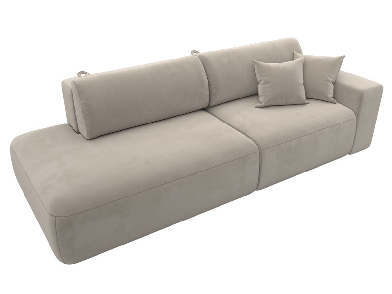 Диван прямой Лига-036 НПБ Модерн подлокотник справа, Микровельвет, Бежевый